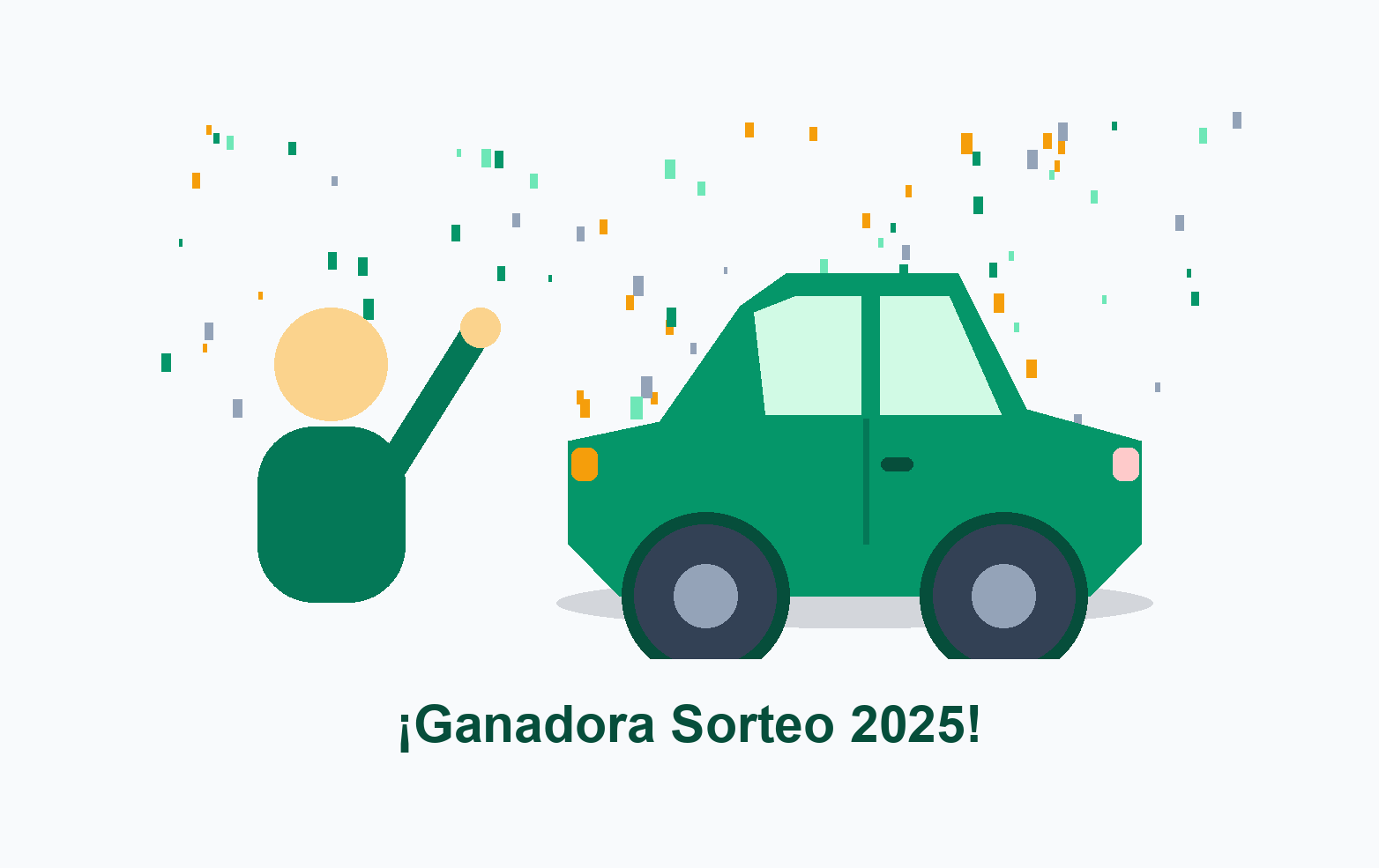 Ganadora ficticia del Sorteo Mi Estación 2025 recibiendo su premio